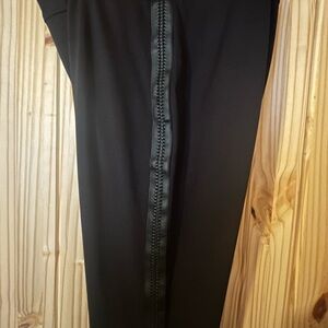 Cato Black Leggings with Faux Leather Trim